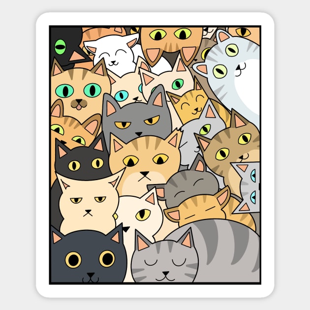 Funny Cats Faces, Playful Kittens for Cat Lovers Sticker by logiamerch